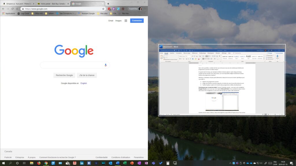 Comment fractionner son écran à l’aide des raccourcis clavier dans Windows 10 Chrome-1024x576