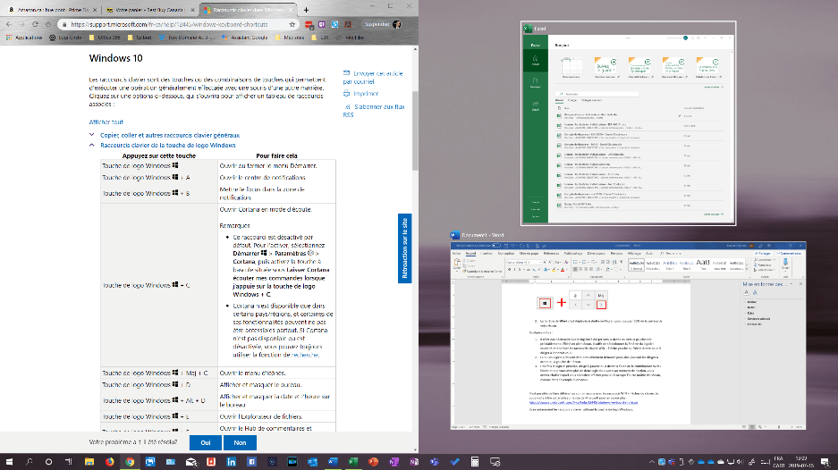 Comment fractionner son écran à l’aide des raccourcis clavier dans Windows 10 Ecran